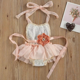 Vintage Lace Rose Romper