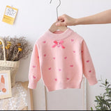 Toddler Girls' Pink Heart Knit Sweater