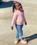 Toddler Girls' Pink Heart Knit Sweater
