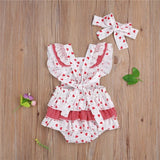Ruffle Sleeve Valentine Baby Romper | White | Red | Hearts