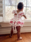 Ruffle Sleeve Valentine Baby Romper | White | Red | Hearts