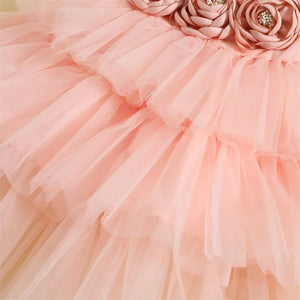 Rose pink layered party dress