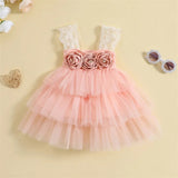 Rose pink layered party dress