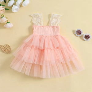 Rose pink layered party dress