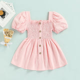 Puff Sleeve Button-Up Summer Dress