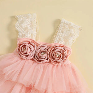 Rose pink layered party dress