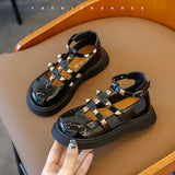 Toddler Girl | Ivory & Gold Studded Mary Janes