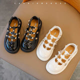 Toddler Girl | Ivory & Gold Studded Mary Janes