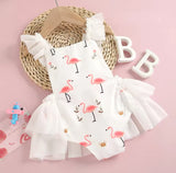 Baby Girl Summer Flamingo Romper Dress