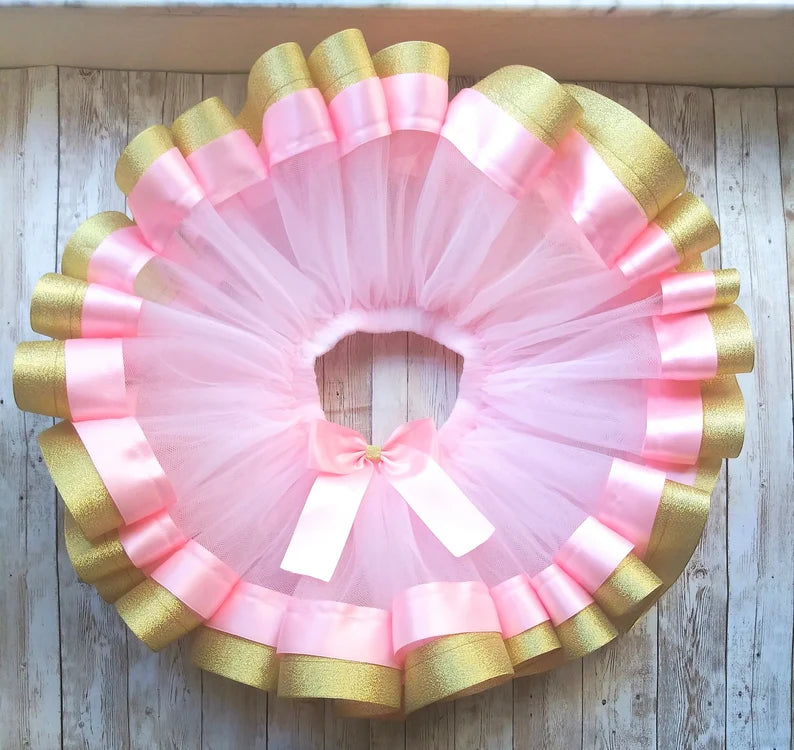 Pink Gold Trimmed Tutu 1st Birthday