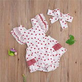 Ruffle Sleeve Valentine Baby Romper | White | Red | Hearts