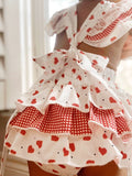 Ruffle Sleeve Valentine Baby Romper | White | Red | Hearts