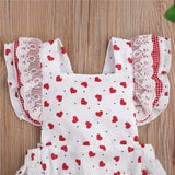 Ruffle Sleeve Valentine Baby Romper | White | Red | Hearts