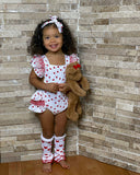 Ruffle Sleeve Valentine Baby Romper | White | Red | Hearts