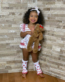 Ruffle Sleeve Valentine Baby Romper | White | Red | Hearts